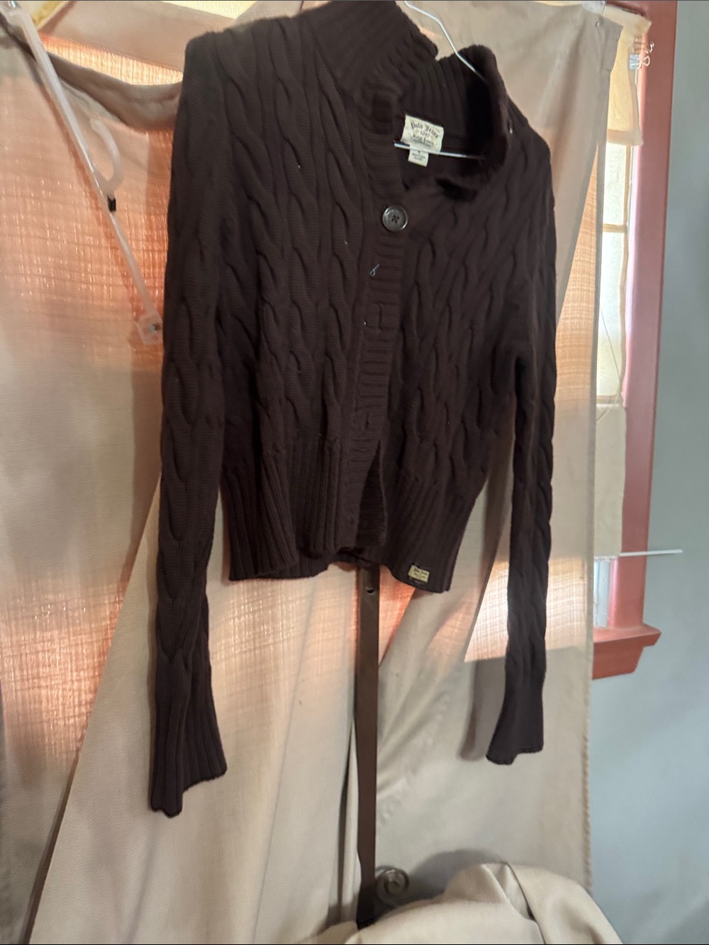 Polo Jeans Dark Brown Cable-Knit Button Cardigan